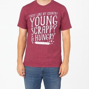 Hamilton Young Scrappy & Hungry Red Graphic T Shirt Size L Unisex Broadway